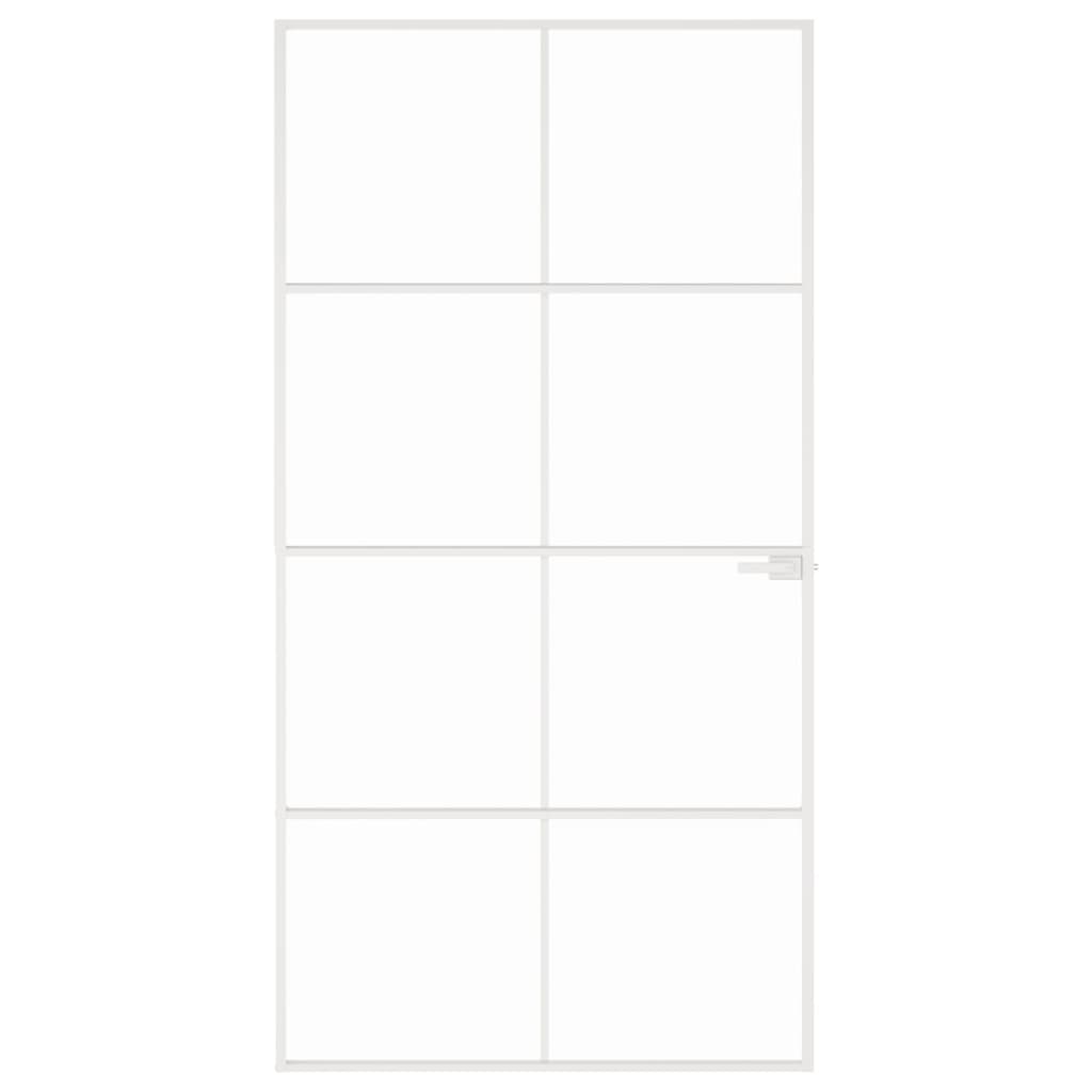 VidaXL Binnendeur 102x201,5 cm gehard glas en aluminium smal wit