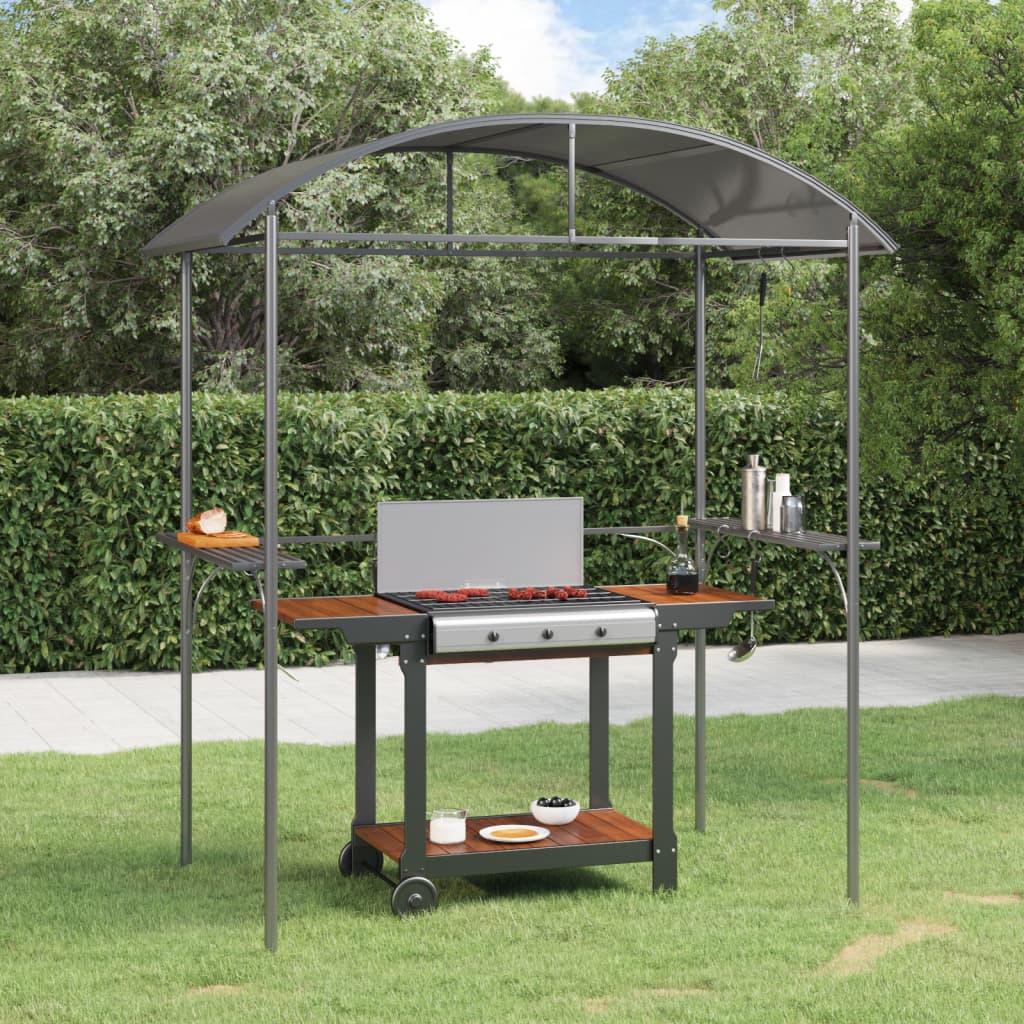 VidaXL Barbecuepaviljoen met zijplanken 220x115x230 cm staal antraciet