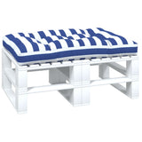 Vidaxl palletkussen gestreept 120x80x12 cm stof blauw en wit