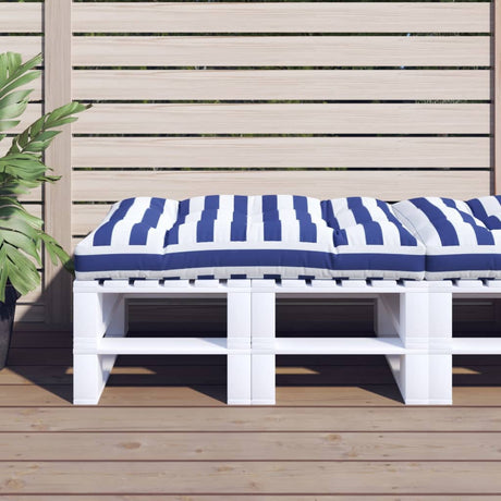 Vidaxl palletkussen gestreept 120x80x12 cm stof blauw en wit