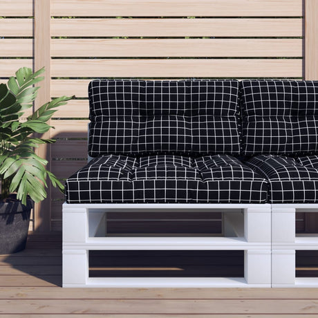 Vidaxl palletkussen ruitpatroon 80x40x12 cm stof zwart