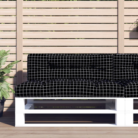 Vidaxl palletbankkussen 120x40x12 cm stof ruitpatroon zwart