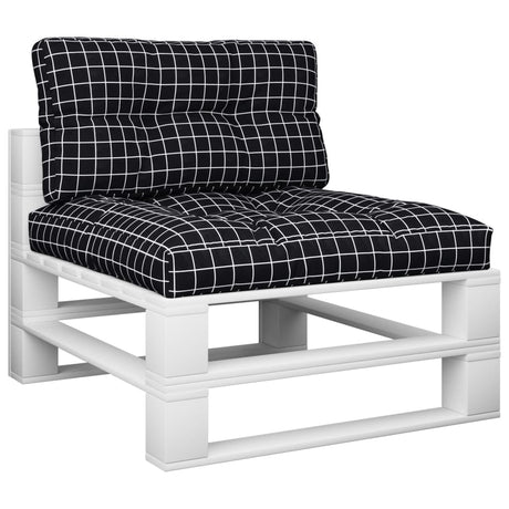 VidaXL Palletkussens 2 st stof ruitpatroon zwart