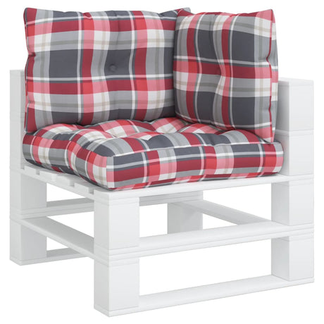 Vidaxl palletkussens 3 st ruitpatroon stof rood