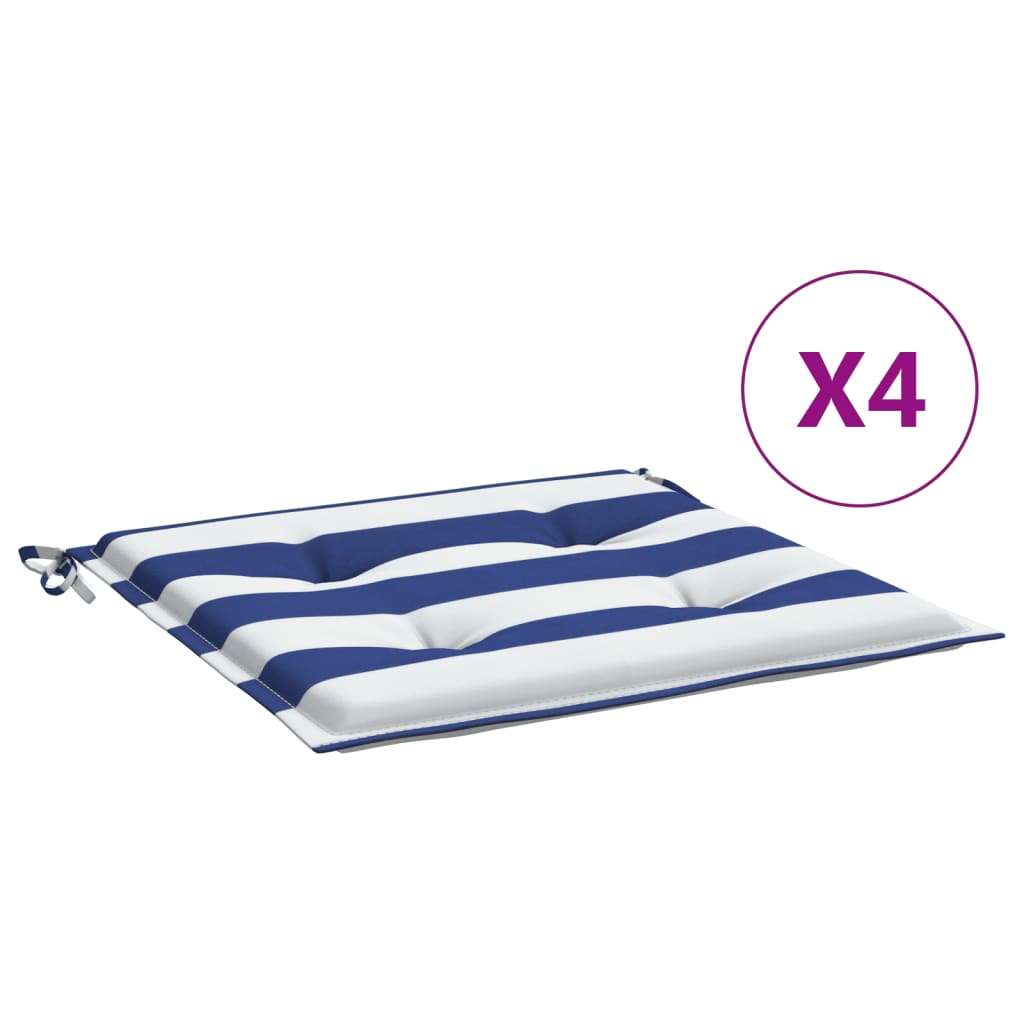 Vidaxl tuinstoelkussens 4 st gestreept 40x40x3 cm stof wit en blauw