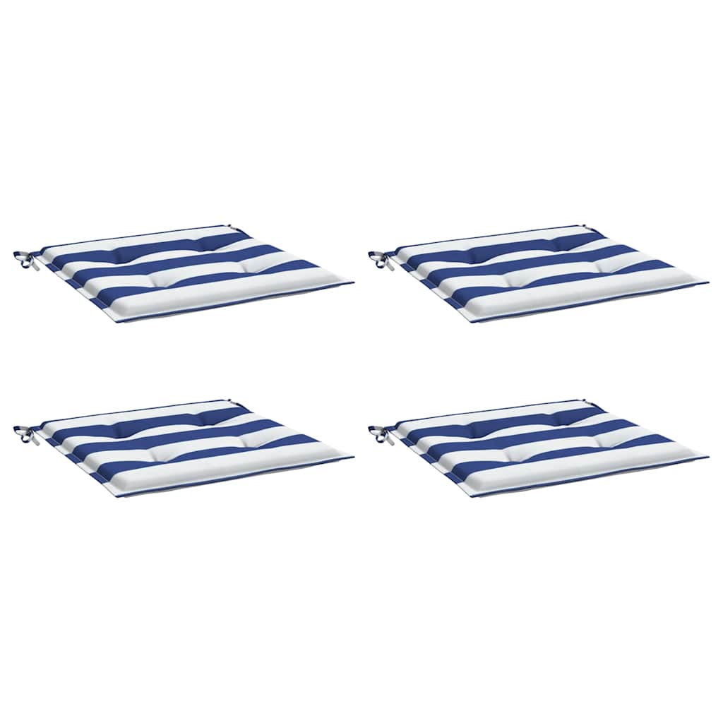 Vidaxl tuinstoelkussens 4 st gestreept 40x40x4 cm stof wit en blauw