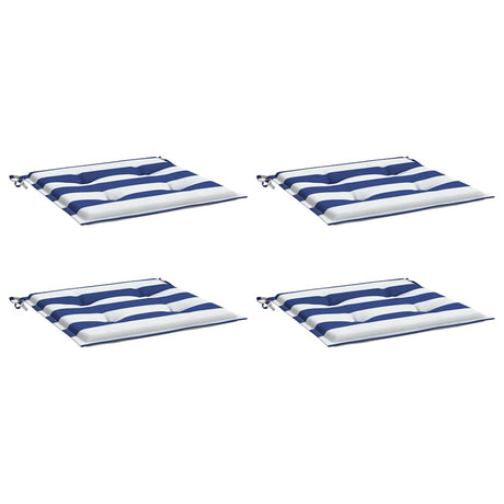 Vidaxl tuinstoelkussens 4 st gestreept 40x40x4 cm stof wit en blauw
