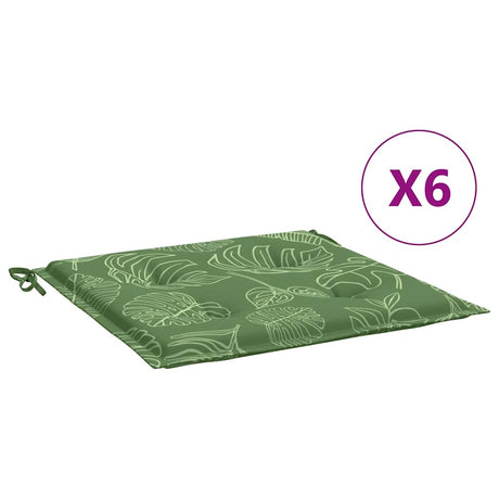 Vidaxl stoelkussens 6 st bladpatroon 40x40x4 cm stof