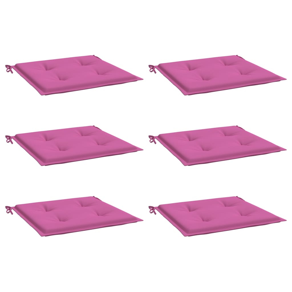 VidaXL Tuinstoelkussens 6 st 40x40x3 cm stof roze