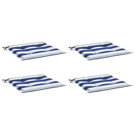 Vidaxl tuinstoelkussens 4 st gestreept 50x50x4 cm stof wit en blauw