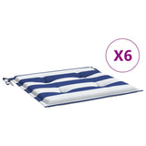 VidaXL Tuinstoelkussens 6 st gestreept 50x50x3 cm stof wit en blauw