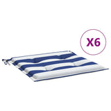 Vidaxl tuinstoelkussens 6 st gestreept 50x50x4 cm stof wit en blauw