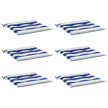 Vidaxl tuinstoelkussens 6 st gestreept 50x50x4 cm stof wit en blauw