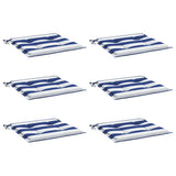 Vidaxl tuinstoelkussens 6 st gestreept 50x50x4 cm stof wit en blauw