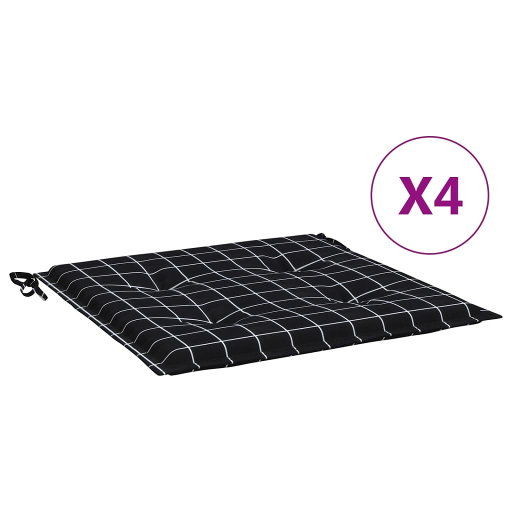 Vidaxl tuinstoelkussens 4 st ruitpatroon 50x50x3 cm stof zwart