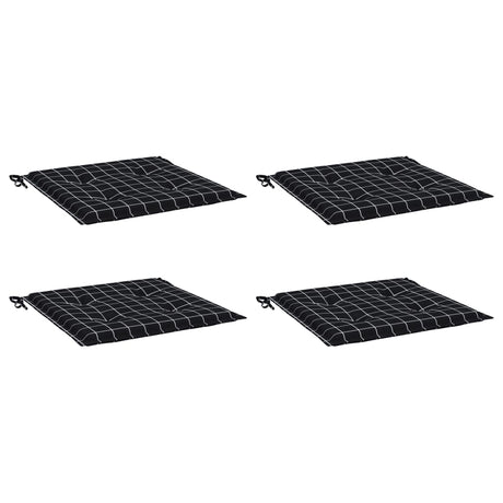 Vidaxl tuinstoelkussens 4 st ruitpatroon 50x50x3 cm stof zwart