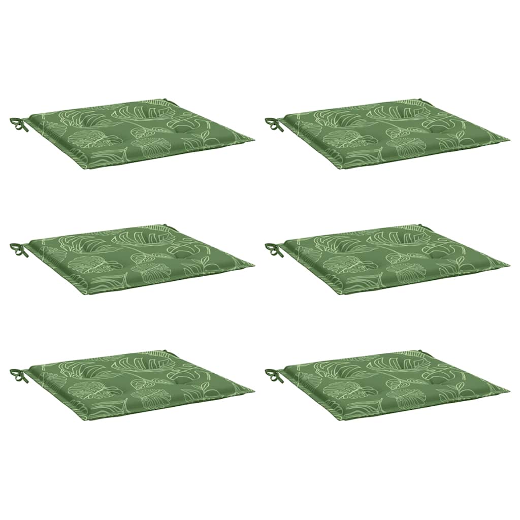 Vidaxl stoelkussens 6 st bladpatroon 50x50x4 cm stof