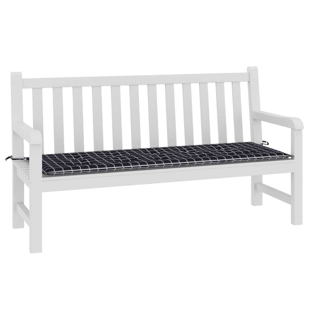 Vidaxl tuinbankkussen ruitpatroon 150x50x3 cm oxford stof zwart