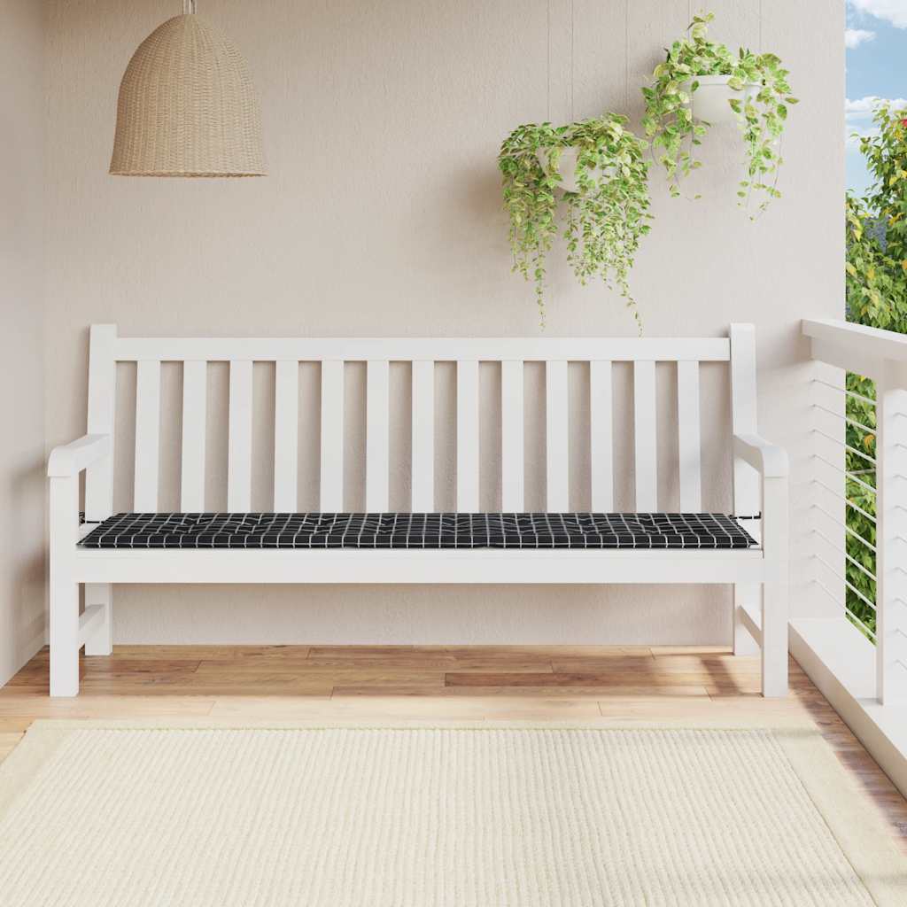 Vidaxl tuinbankkussen ruitpatroon 200x50x4 cm stof zwart