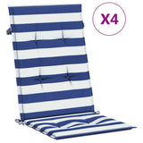 Vidaxl stoelkussens 4 st hoge rug stof gestreept wit en blauw