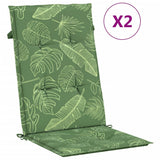 Vidaxl stoelkussens 2 st hoge rug bladpatroon stof