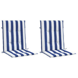 Vidaxl stoelkussens 2 st lage rug gestreept stof wit en blauw