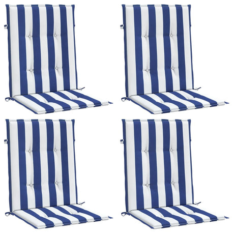 Vidaxl stoelkussens 4 st lage rug gestreept stof wit en blauw