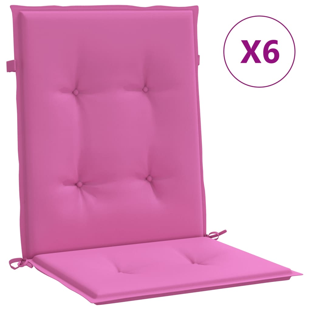 Vidaxl stoelkussens 6 st lage rug stof roze