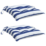 VidaXL Stoelkussens 2 st gestreept 40x40x7 cm stof wit en blauw