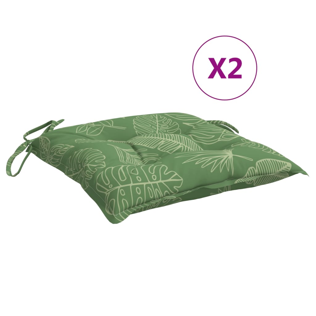 Vidaxl stoelkussens 2 st bladpatroon 40x40x7 cm stof