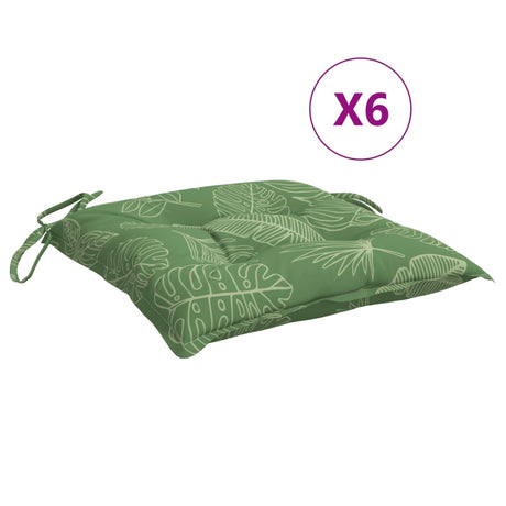 Vidaxl stoelkussens 6 st bladpatroon 40x40x7 cm stof