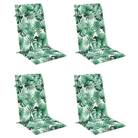 Vidaxl stoelkussens 4 st hoge rug bladpatroon oxford stof