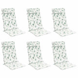 Vidaxl stoelkussens 6 st hoge rug bladpatroon oxford stof