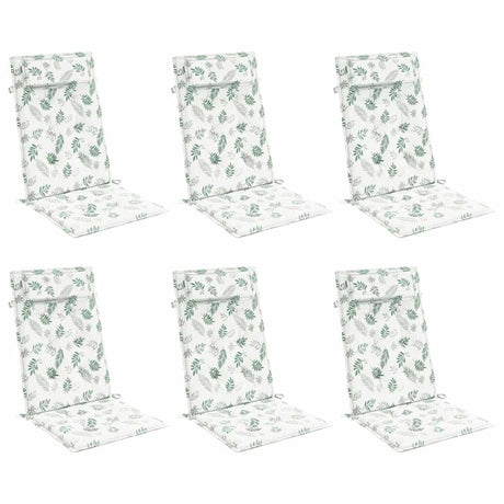 Vidaxl stoelkussens 6 st hoge rug bladpatroon oxford stof