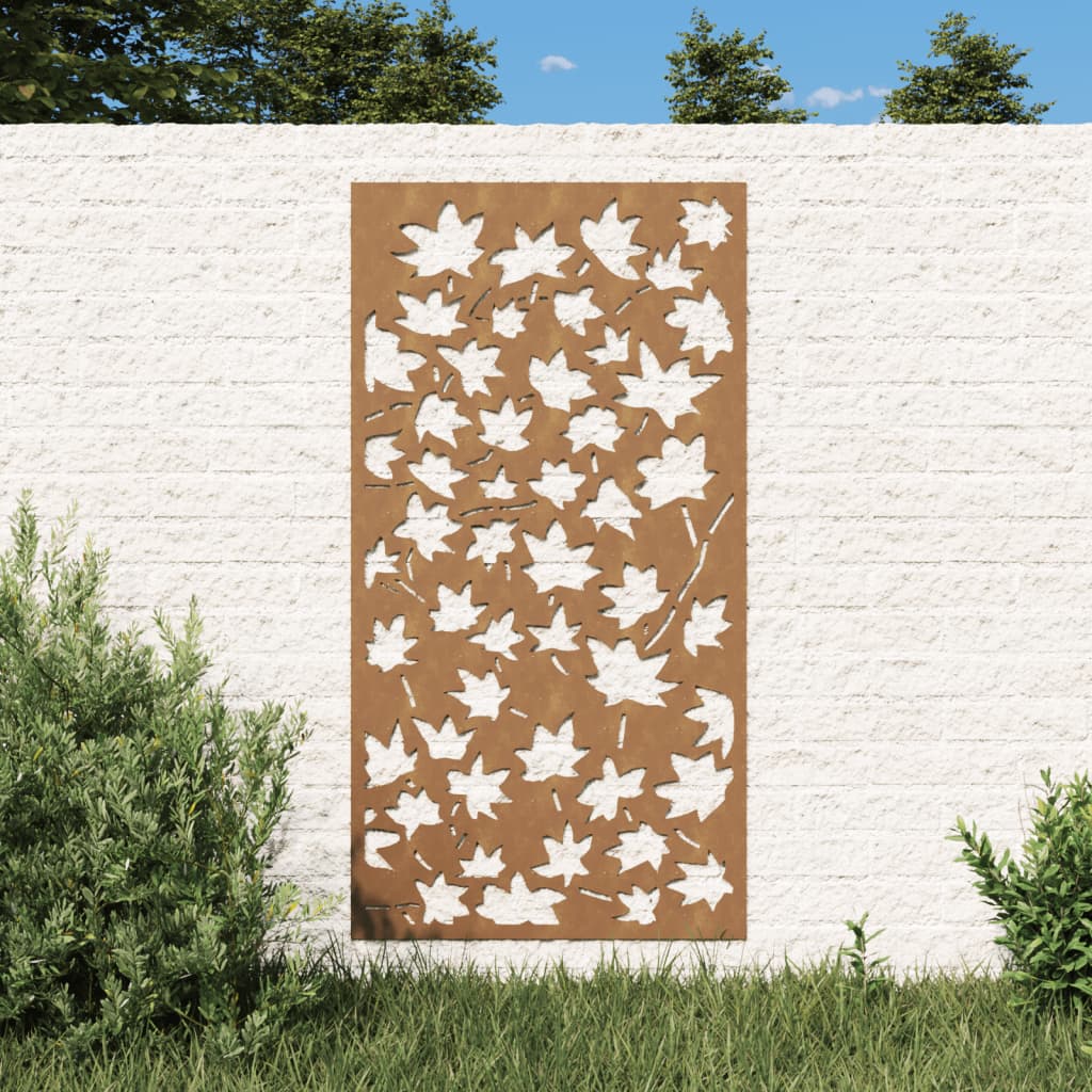 Vidaxl wanddecoratie tuin esdoornbladontwerp 105x55 cm cortenstaal