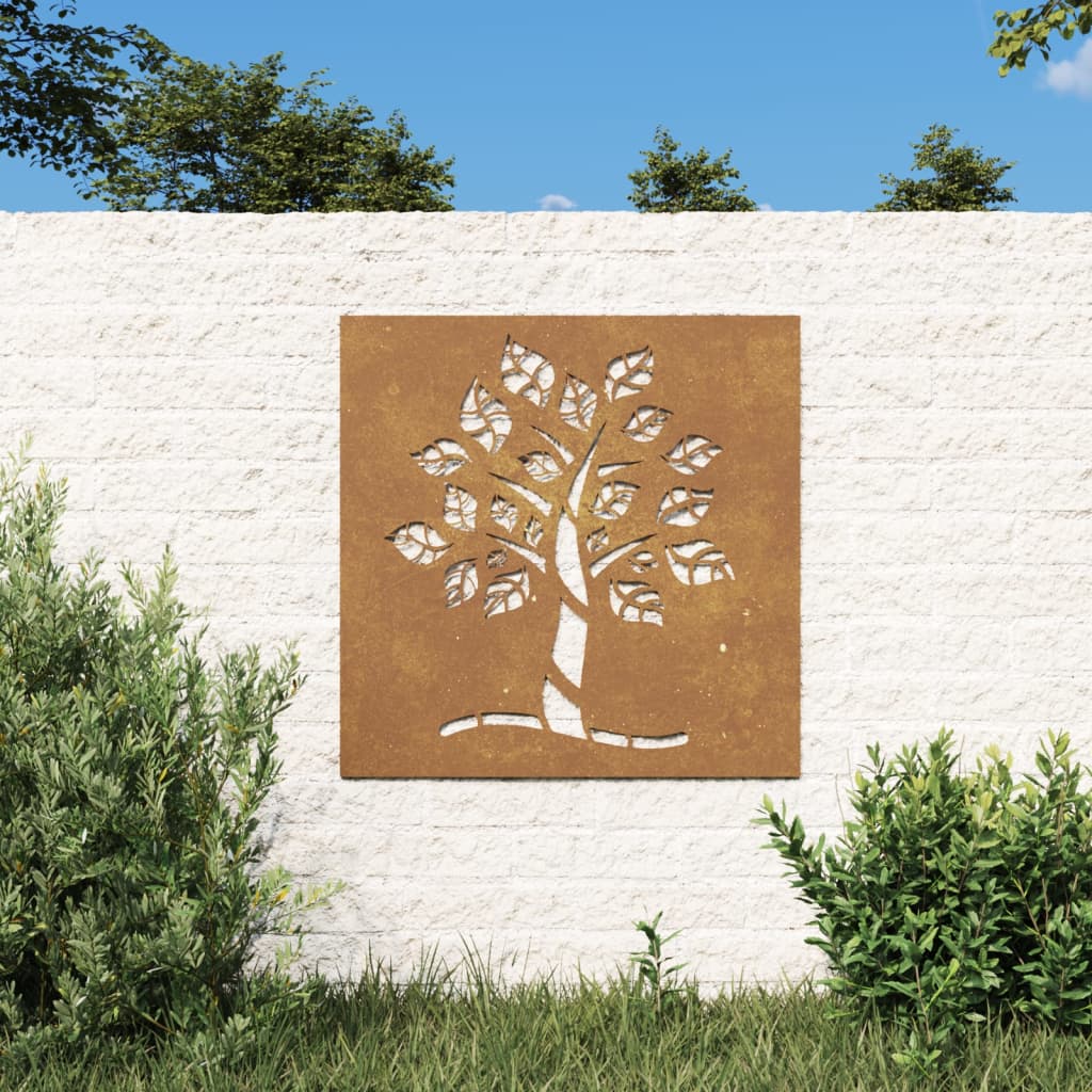 VidaXL Wanddecoratie tuin boomontwerp 55x55 cm cortenstaal