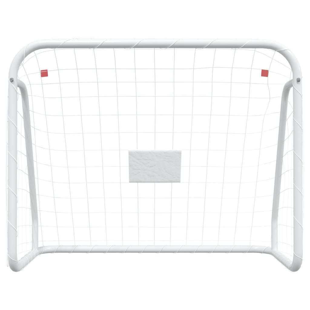 VidaXL Voetbaldoel met net 125x96x60 cm staal en polyester wit