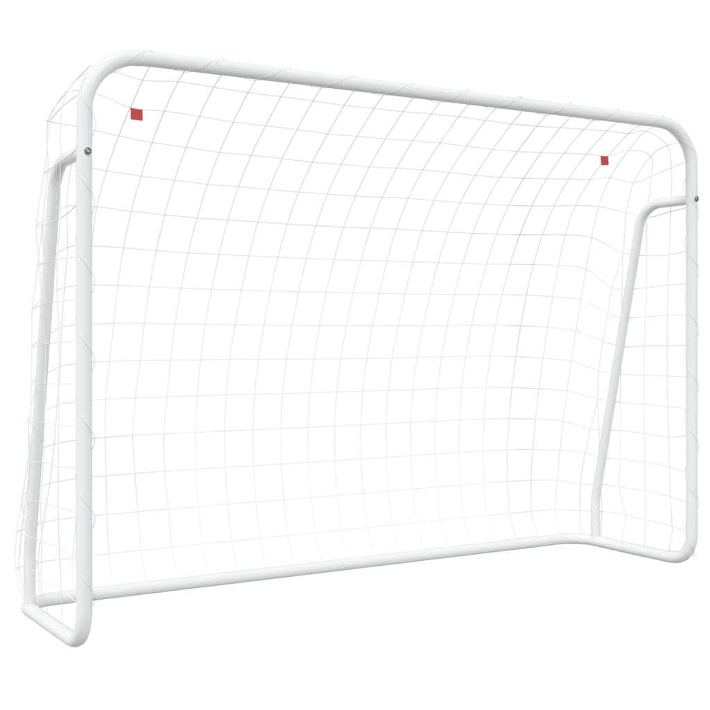 VidaXL Voetbaldoel met net 214x75x152 cm staal en polyester wit