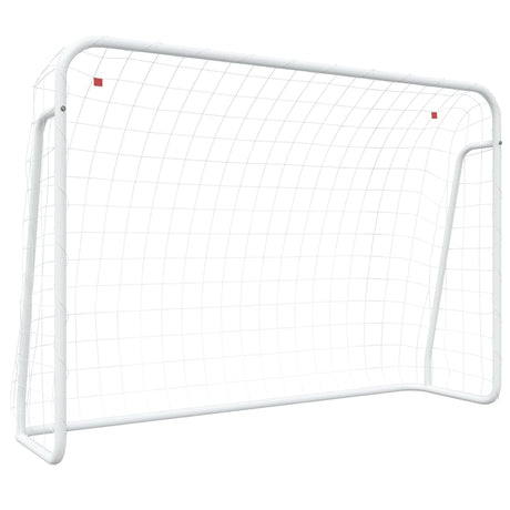 VidaXL Voetbaldoel met net 214x75x152 cm staal en polyester wit