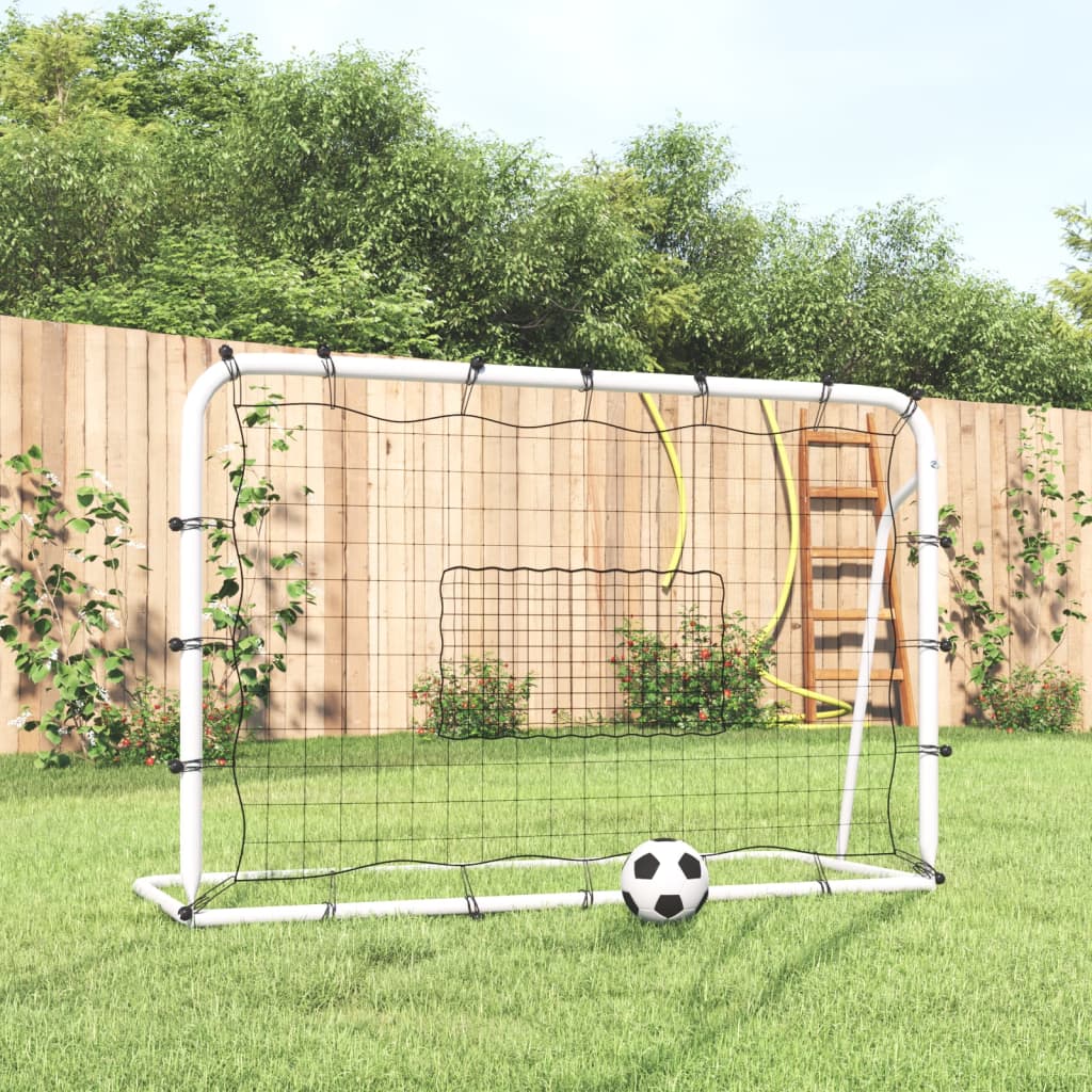 Vidaxl voetbalrebounder 184x61x123 cm staal en pe wit en zwart