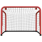 VidaXL Hockeydoel met net 68x32x47 cm staal en polyester rood en zwart