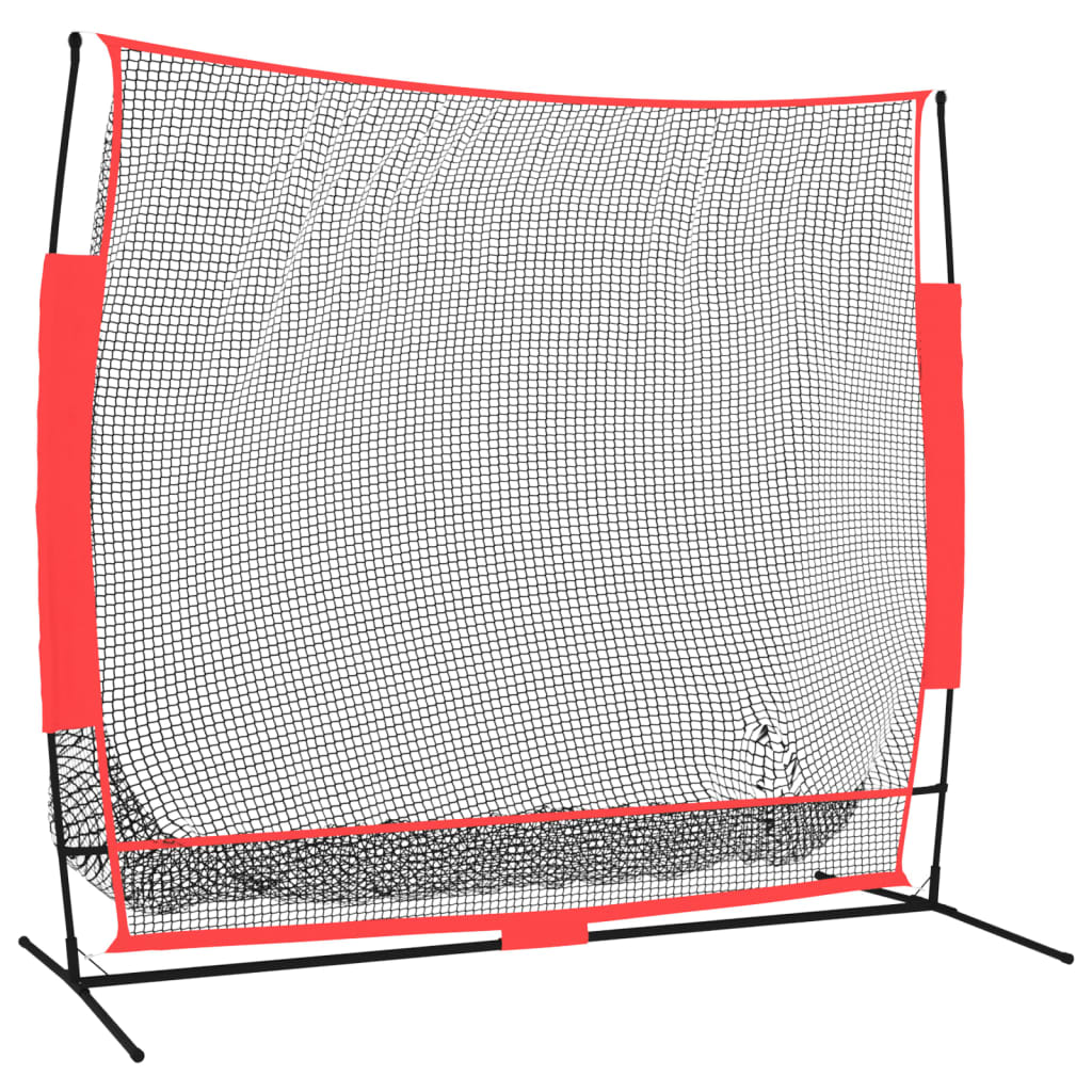 Vidaxl honkbalnet draagbaar 215x107x216 cm polyester zwart en rood