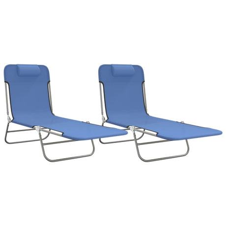 Vidaxl ligbedden 2 st inklapbaar textileen en staal blauw