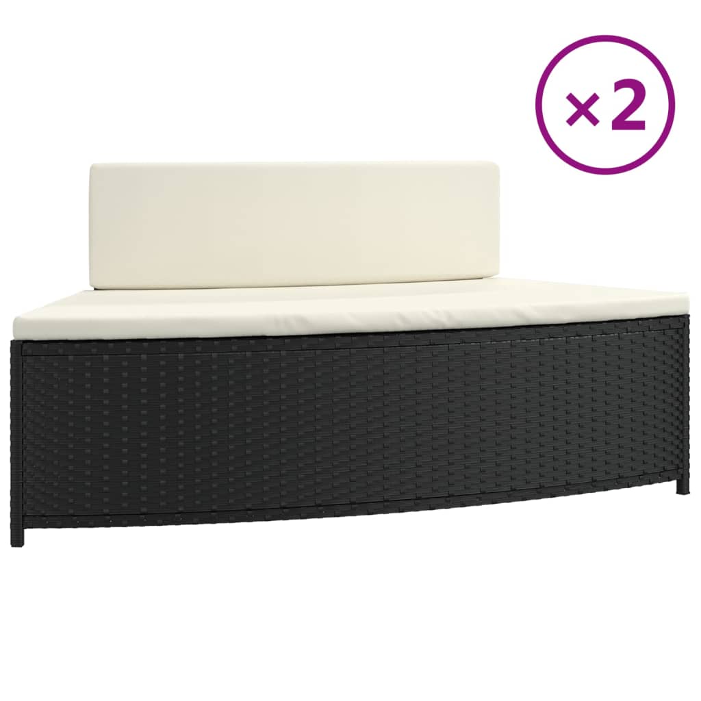 Vidaxl spa-bankjes met kussens 2 st poly rattan zwart