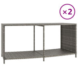 Vidaxl opbergschappen 2 st poly rattan grijs