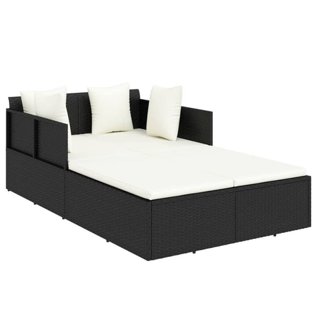 Vidaxl ligbed met kussens 182x118x63 cm poly rattan zwart