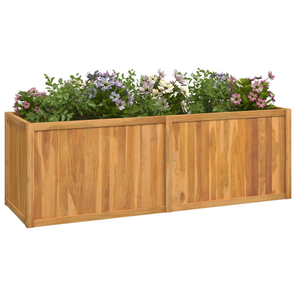 Vidaxl plantenbak verhoogd 150x50x50 cm massief teakhout