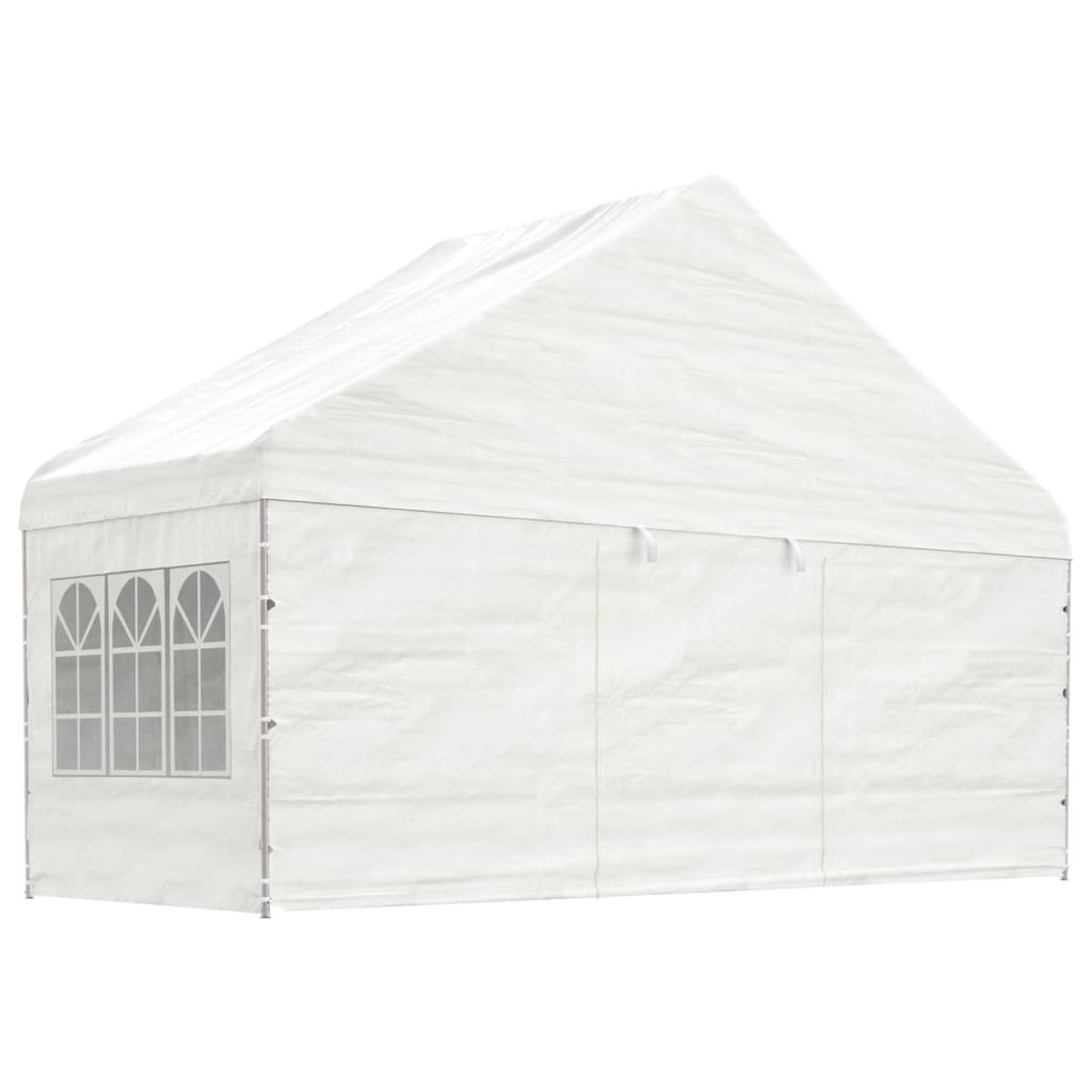 VidaXL Prieel met dak 5,88x2,23x3,75 m polyetheen wit