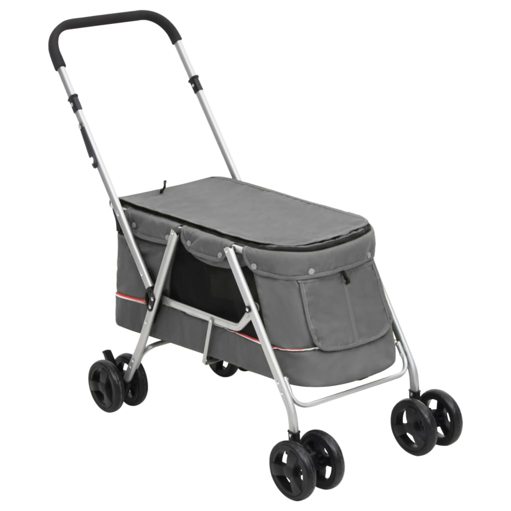 Vidaxl hondenwagen inklapbaar 100x49x96 cm linnenstof grijs