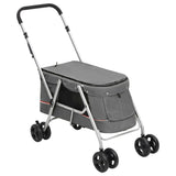 Vidaxl hondenwagen inklapbaar 100x49x96 cm linnenstof grijs